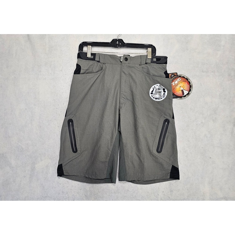 Zoic Ether Cycling Shorts Mens L NEW Gray Black 11 " Hiking Mountain Biking